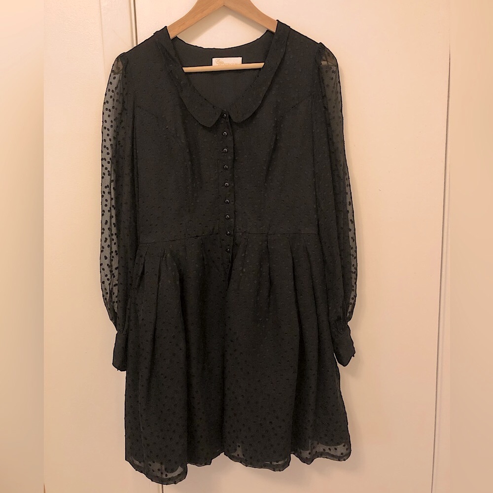 Erin Fetherston peter pan collar long sheer sleeve polka dot baby doll dress